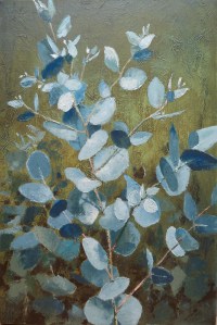 Baby Blue Gum Acrylic on linen 51cmx76cm Blue gum was only really ‘blue’ as new shoots appeared, from old stumps. 