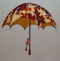 If I Had a Golden Umbrella Acrylic on canvas 76cmx76cm This umbrella belonged to my mother when she was a little girl. It reminds me of the old song, ‘If I had a golden umbrella’. 