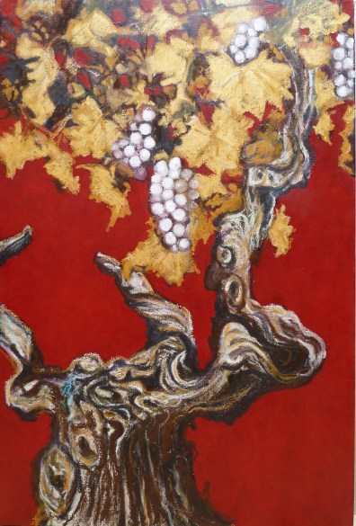 Vine Oil paint and oil stick on linen 90x60cm 