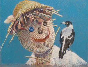 White Collar Worker Pastel 75cmx62cm The scarecrow in Josie’s and Simon’s Rosedale garden did little to discourage the bird population. 
