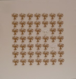 Can't See the Trees 51cmx51cm Paper, wood, & mixed found objects