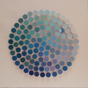 Once in a Blue Moon 51cmx51cm Paper, wood, & mixed found objects